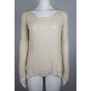 KATSUMI - WOMEN'S BEIGE LONG SLEEVE TUNIC PULLOVER SWEATER - LACE DETAIL - M